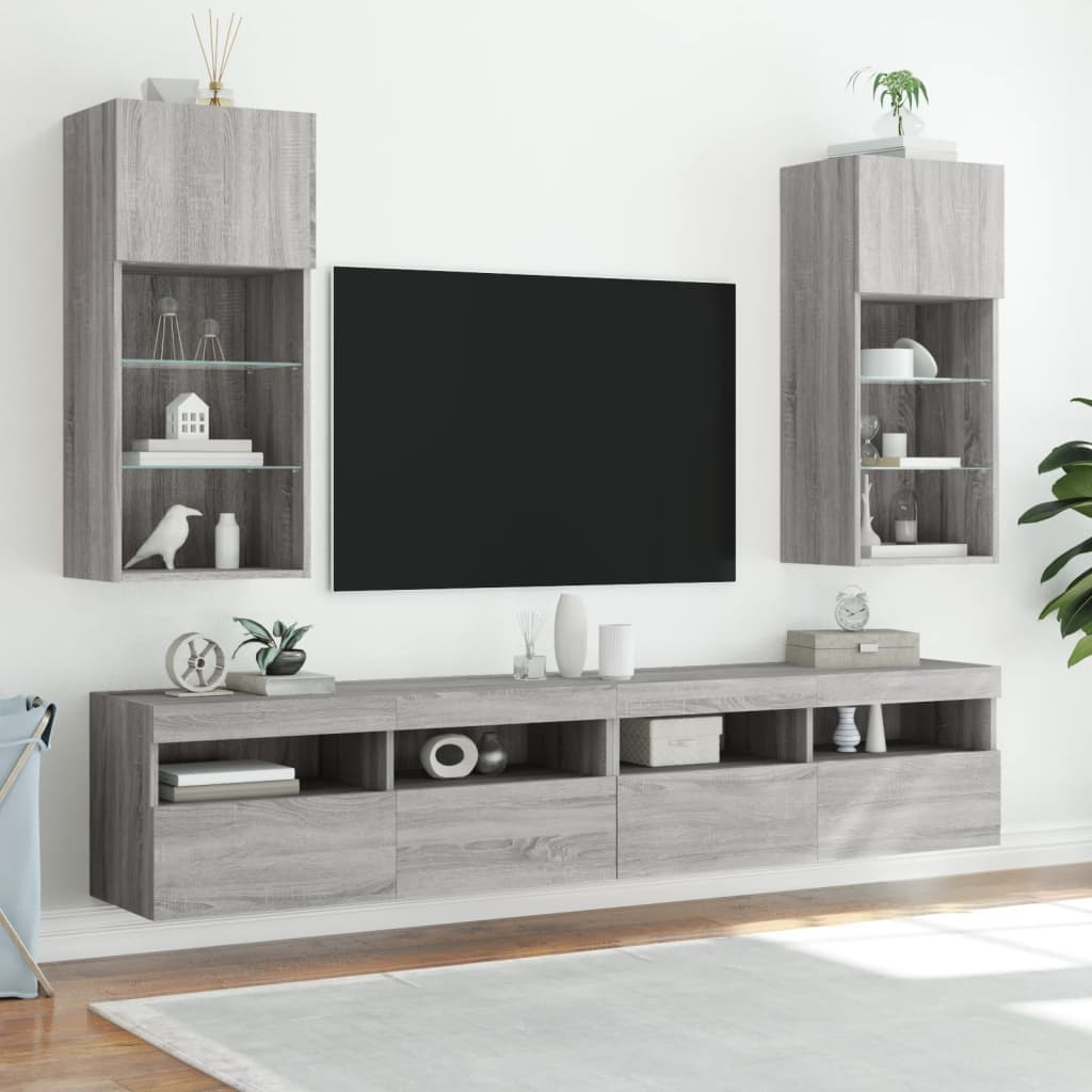 Meubles TV avec lumières LED 2 pcs sonoma gris 40,5x30x90 cm - XIOS