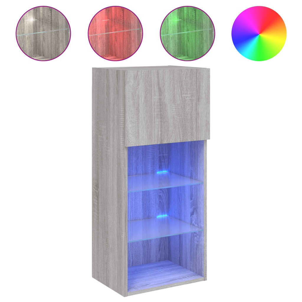 Meubles TV avec lumières LED 2 pcs sonoma gris 40,5x30x90 cm - XIOS