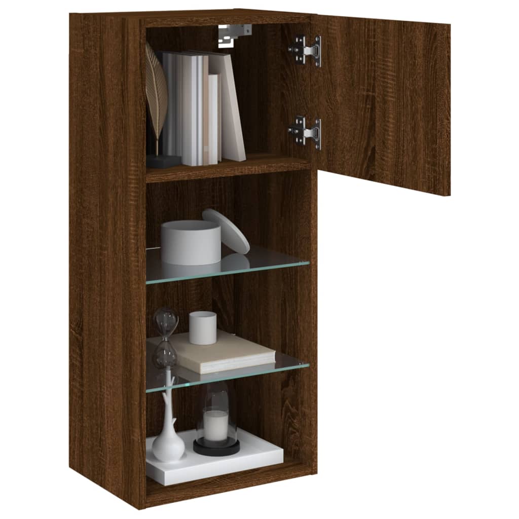Meuble TV avec lumières LED chêne marron 40,5x30x90 cm - XIOS