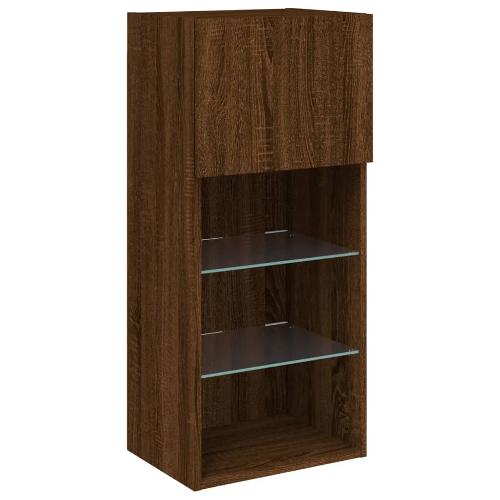 Meuble TV avec lumières LED chêne marron 40,5x30x90 cm - XIOS