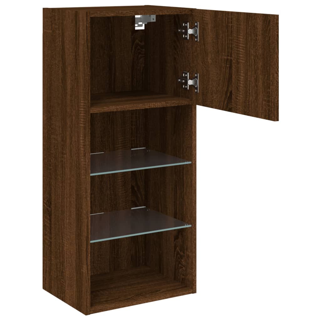 Meuble TV avec lumières LED chêne marron 40,5x30x90 cm - XIOS