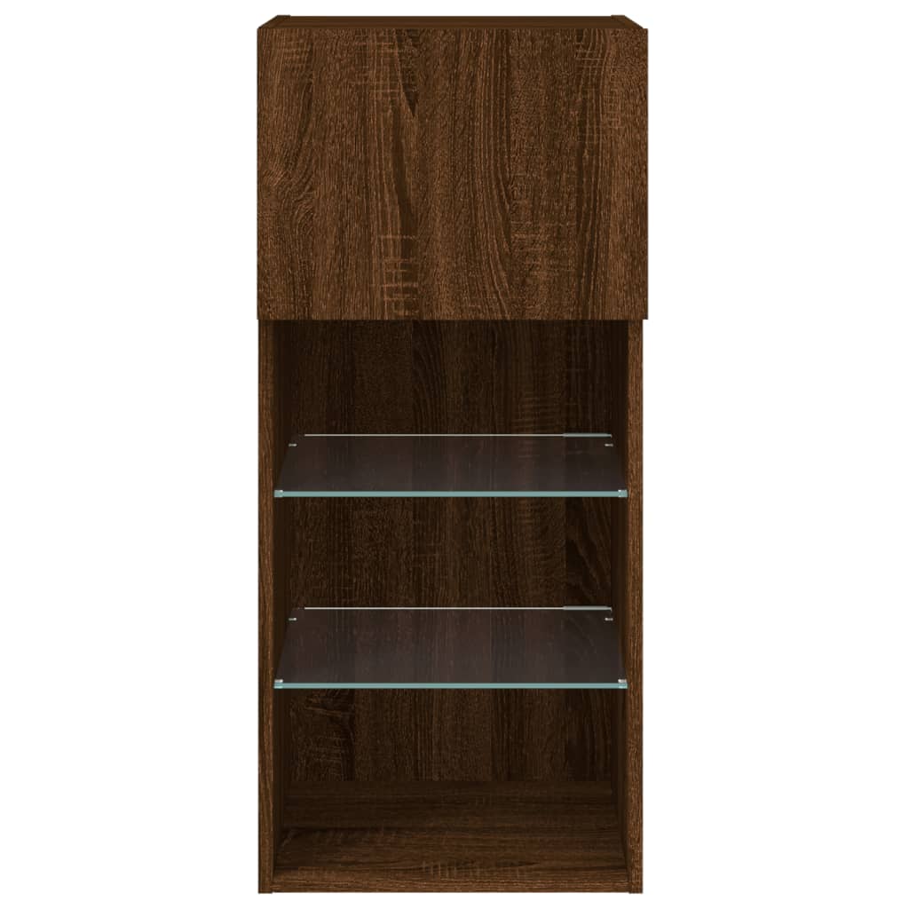 Meuble TV avec lumières LED chêne marron 40,5x30x90 cm - XIOS