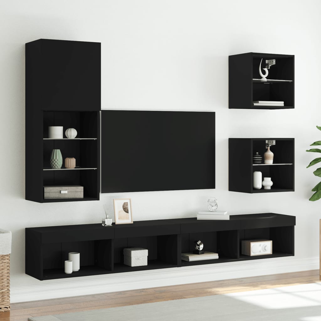 Meuble TV avec lumières LED noir 40,5x30x102 cm - XIOS
