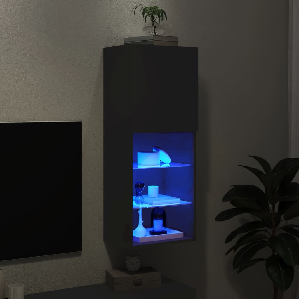 Meuble TV avec lumières LED noir 40,5x30x102 cm - XIOS