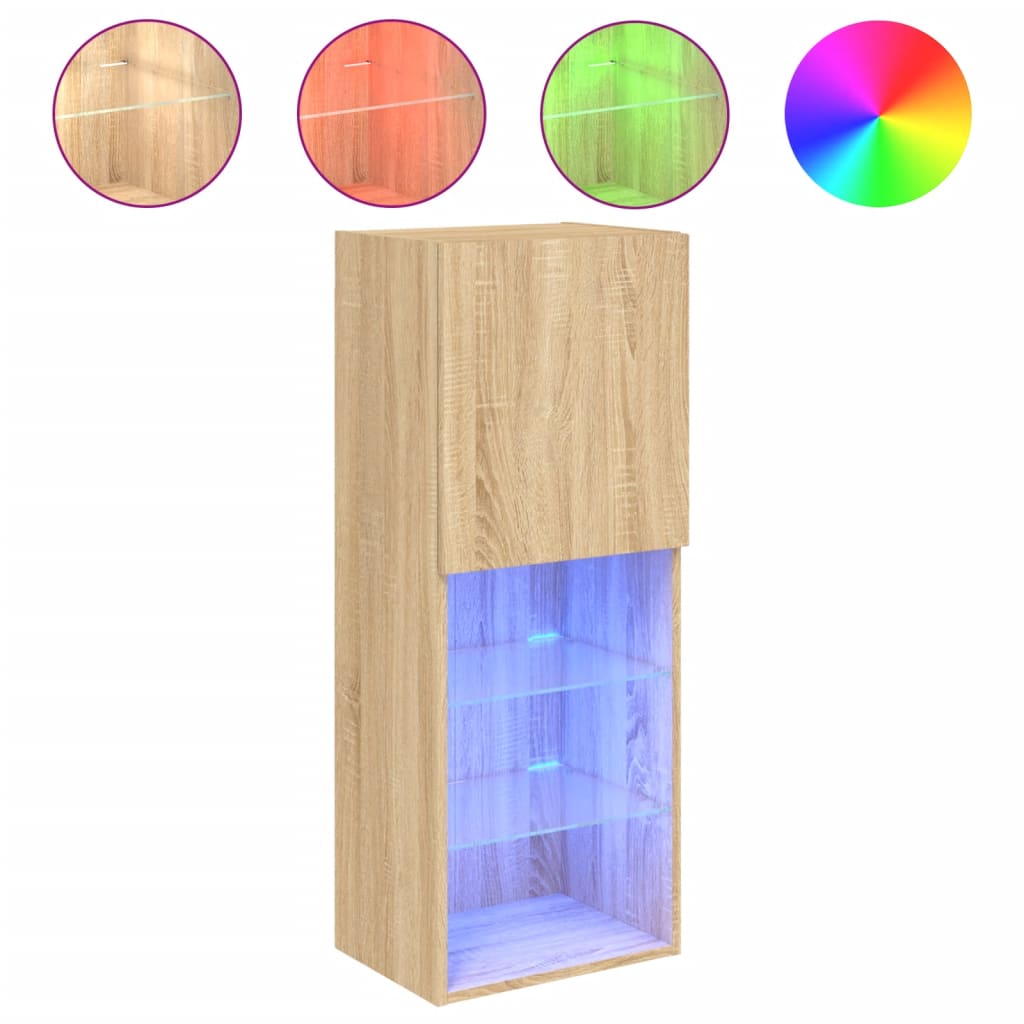 Meuble TV avec lumières LED chêne sonoma 40,5x30x102 cm - XIOS