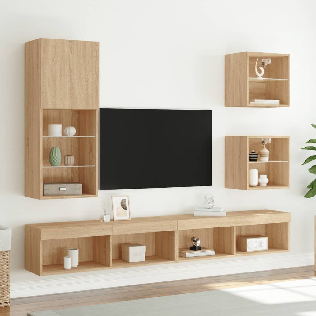 Meuble TV avec lumières LED chêne sonoma 40,5x30x102 cm - XIOS