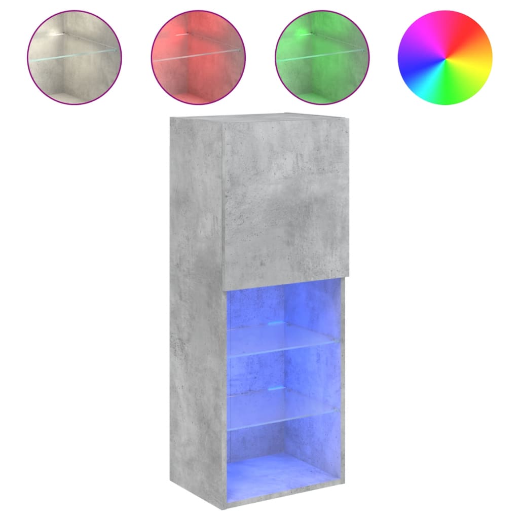 Meuble TV avec lumières LED gris béton 40,5x30x102 cm - XIOS