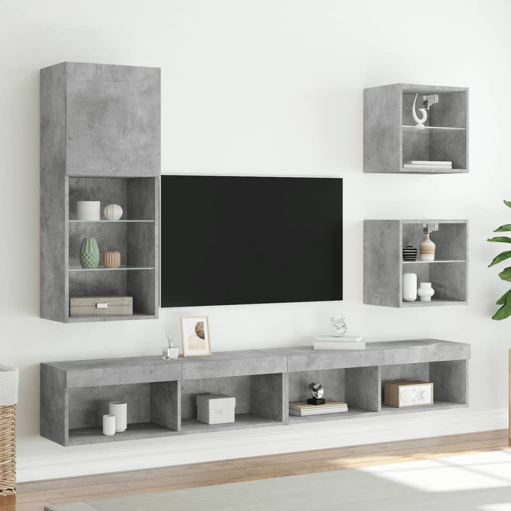 Meuble TV avec lumières LED gris béton 40,5x30x102 cm - XIOS