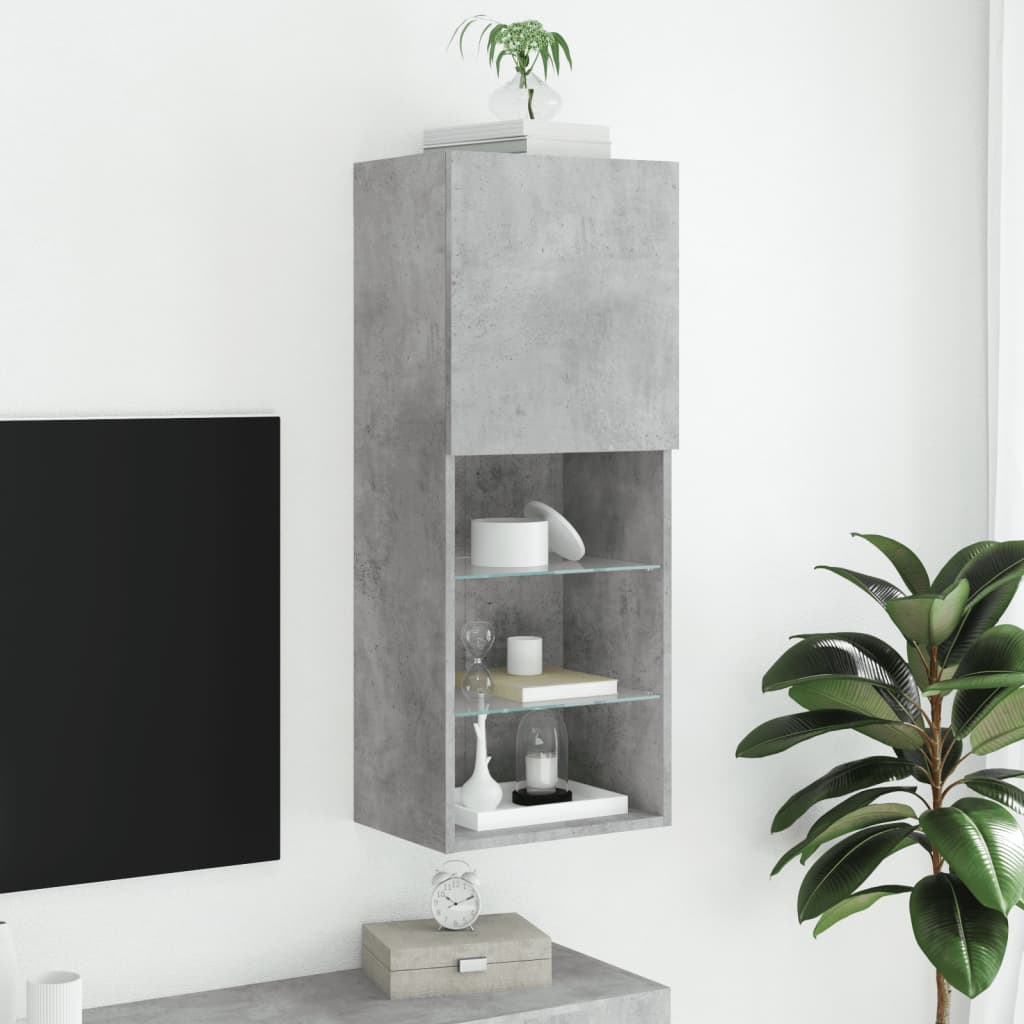Meuble TV avec lumières LED gris béton 40,5x30x102 cm - XIOS