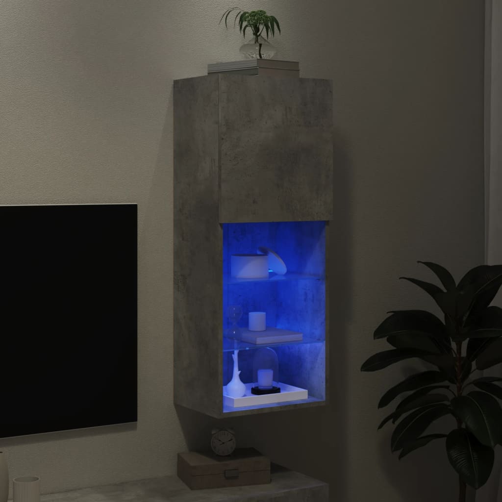 Meuble TV avec lumières LED gris béton 40,5x30x102 cm - XIOS