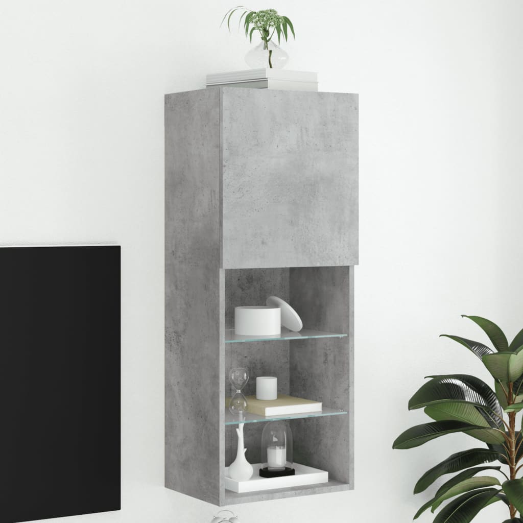 Meuble TV avec lumières LED gris béton 40,5x30x102 cm - XIOS