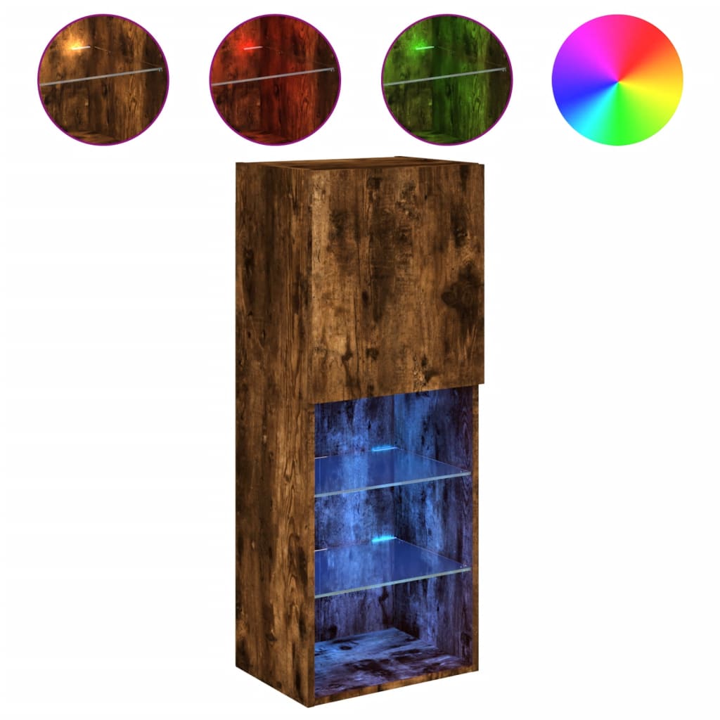 Meuble TV avec lumières LED chêne fumé 40,5x30x102 cm - XIOS