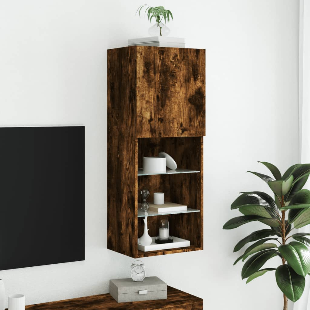 Meuble TV avec lumières LED chêne fumé 40,5x30x102 cm - XIOS