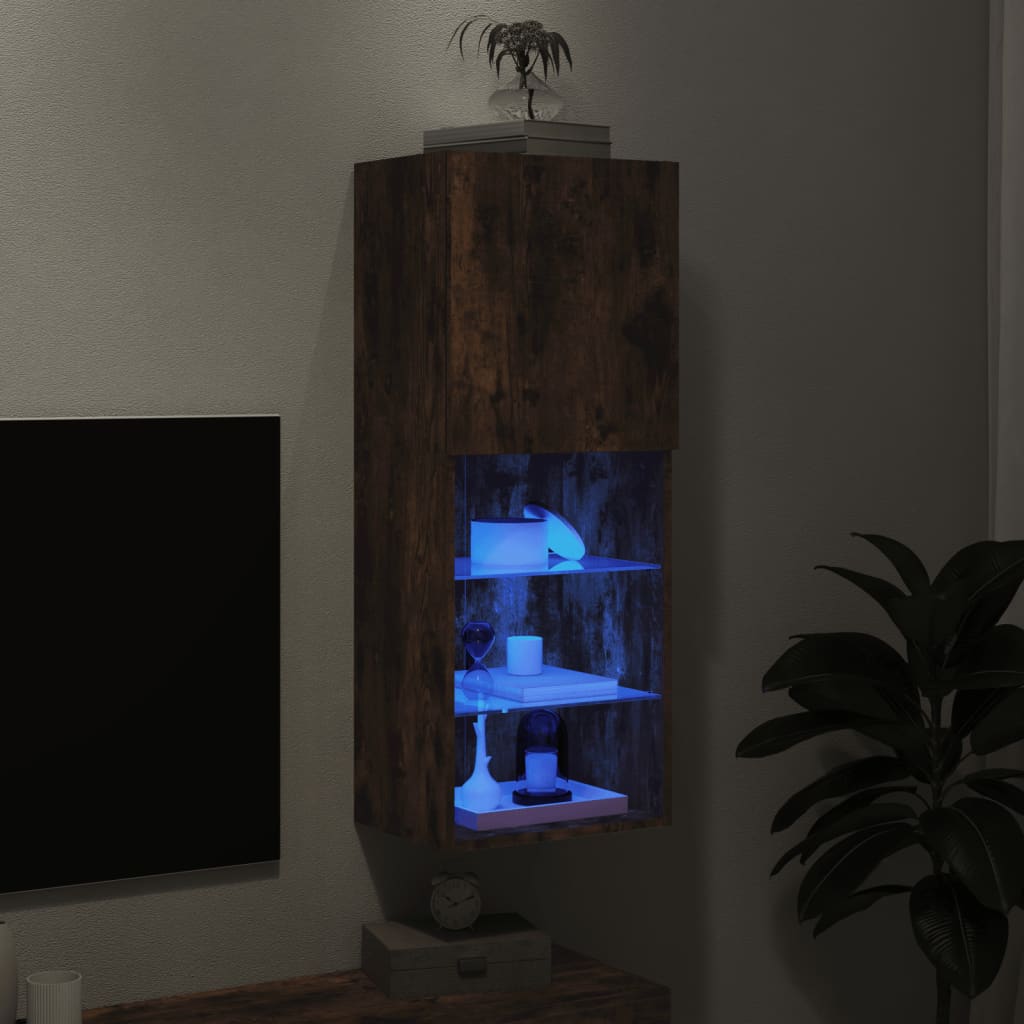 Meuble TV avec lumières LED chêne fumé 40,5x30x102 cm - XIOS