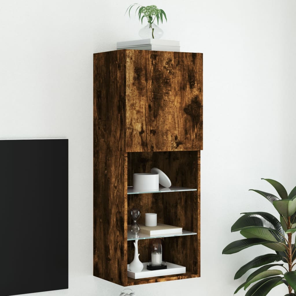 Meuble TV avec lumières LED chêne fumé 40,5x30x102 cm - XIOS