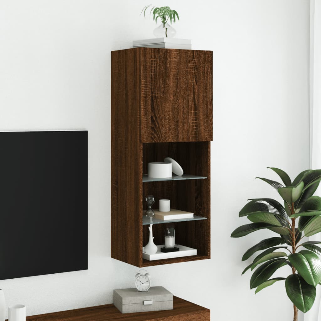 Meuble TV avec lumières LED chêne marron 40,5x30x102 cm - XIOS