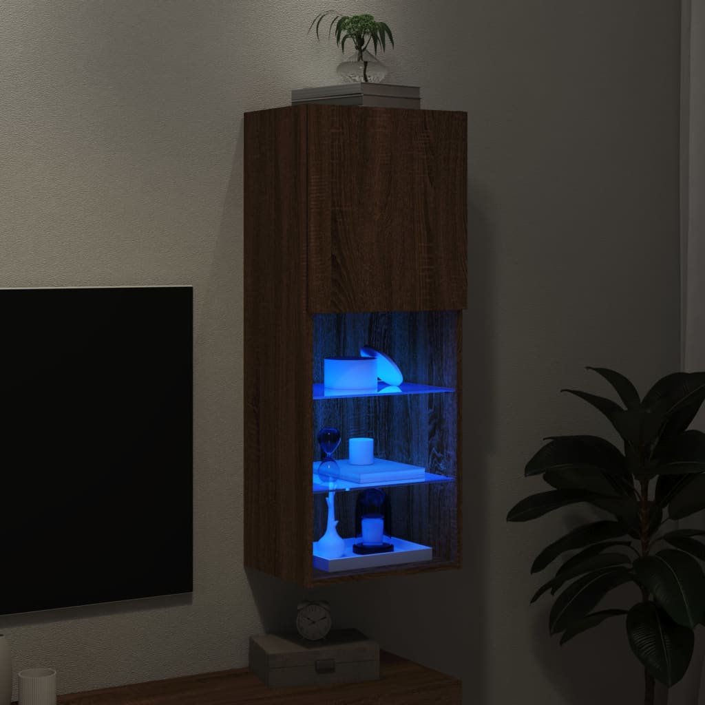 Meuble TV avec lumières LED chêne marron 40,5x30x102 cm - XIOS