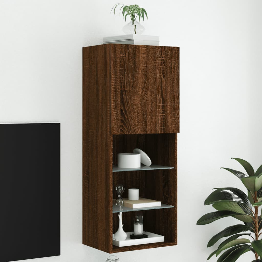 Meuble TV avec lumières LED chêne marron 40,5x30x102 cm - XIOS
