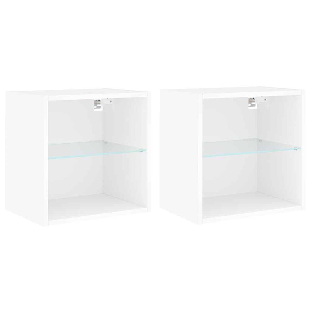 Tables de chevet murales avec lumières LED 2 pcs blanc - XIOS