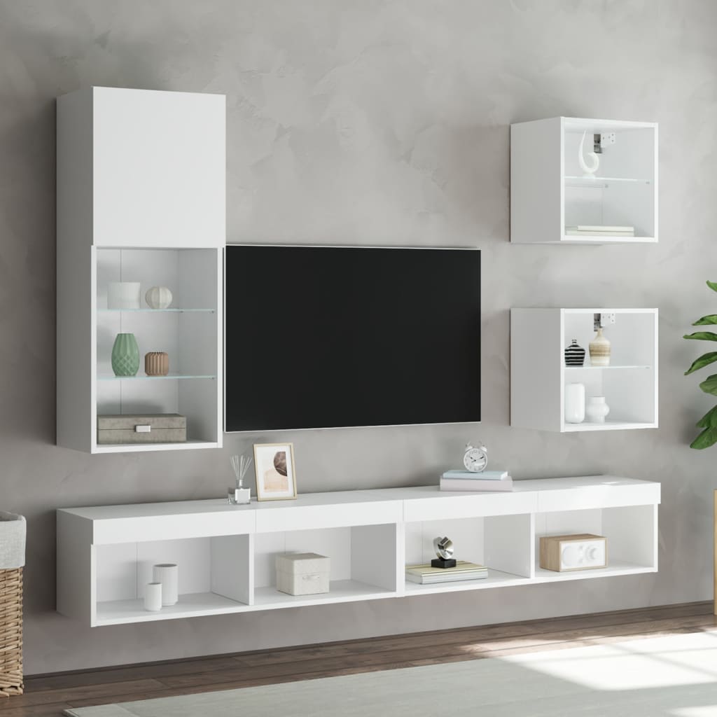 Tables de chevet murales avec lumières LED 2 pcs blanc - XIOS
