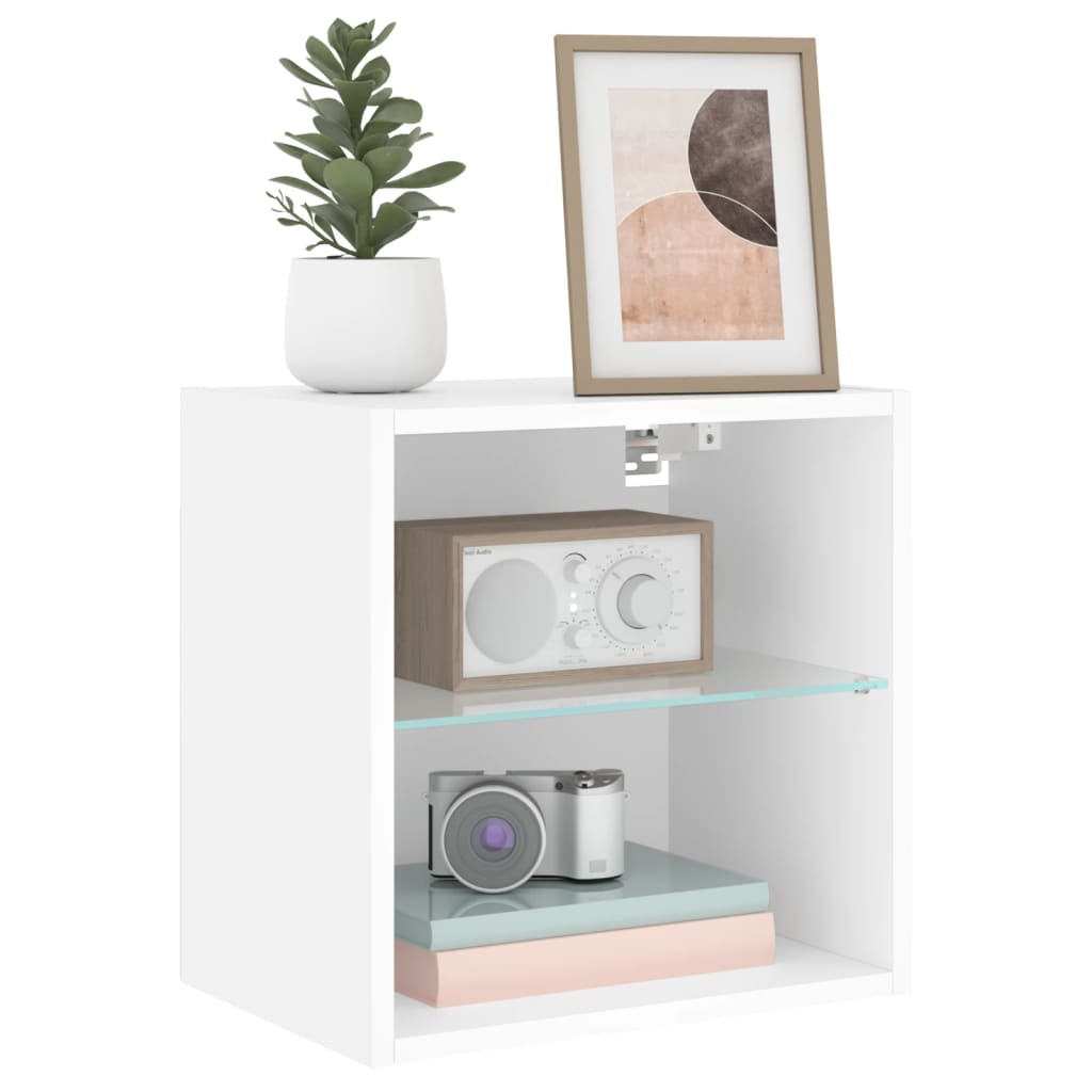 Tables de chevet murales avec lumières LED 2 pcs blanc - XIOS