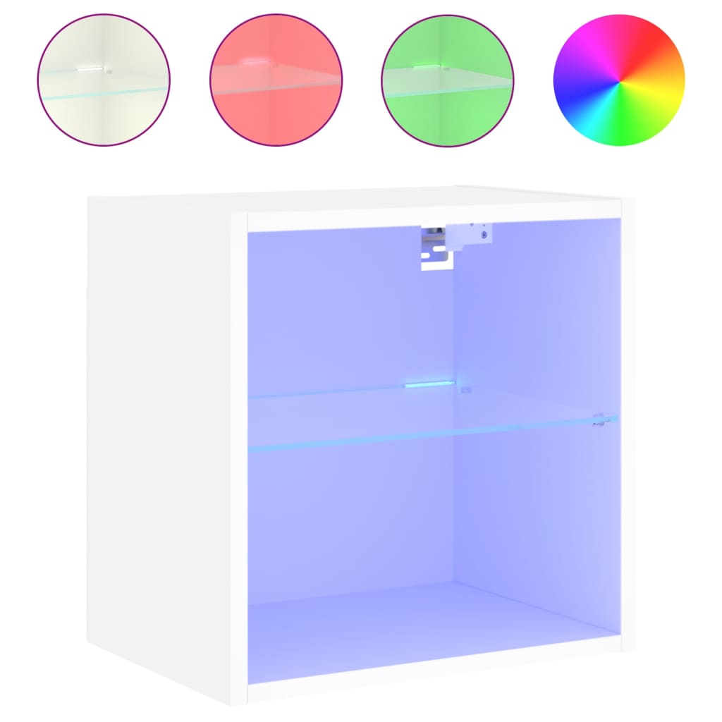 Tables de chevet murales avec lumières LED 2 pcs blanc - XIOS