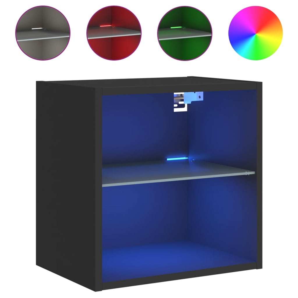 Table de chevet murale avec lumières LED noir - XIOS