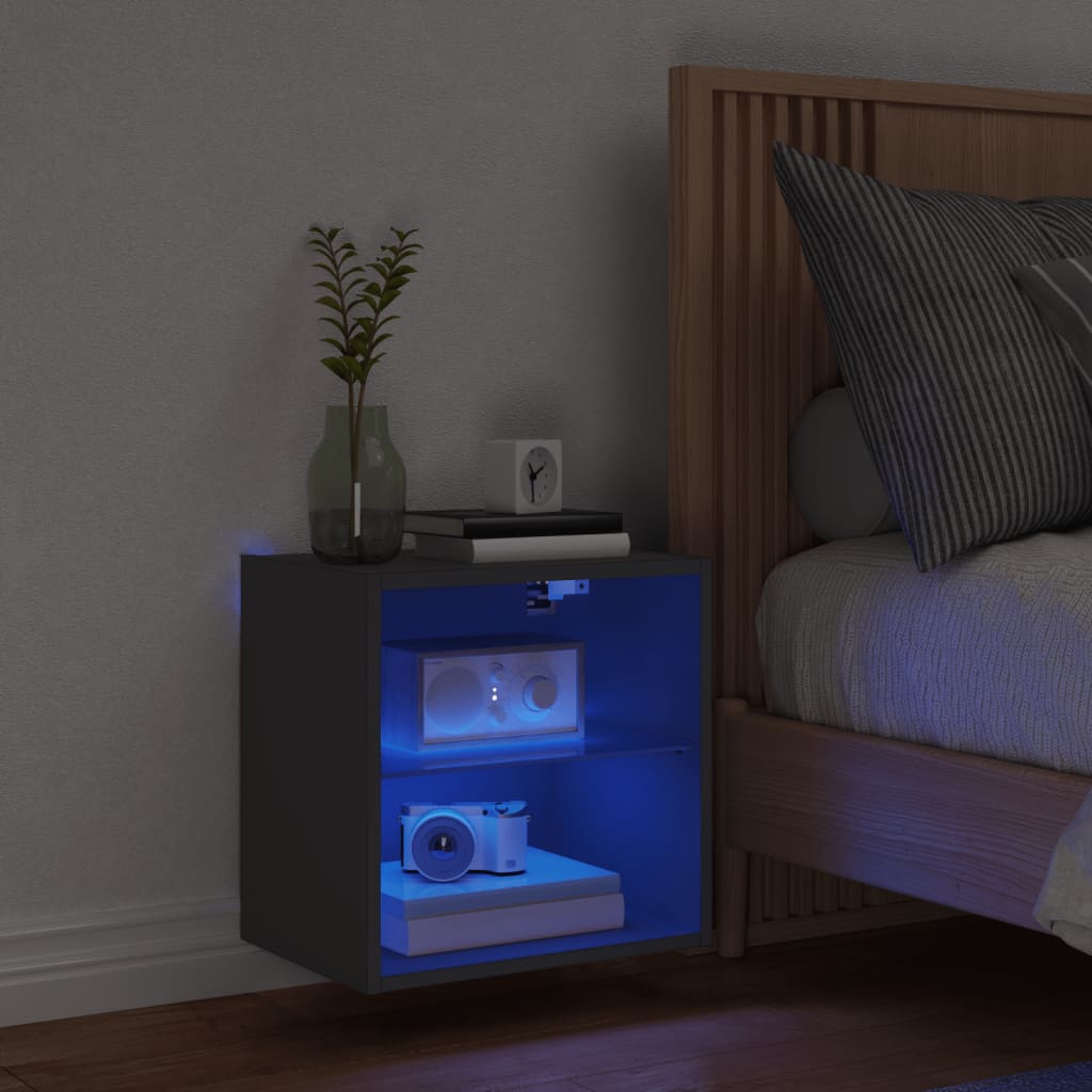 Table de chevet murale avec lumières LED noir - XIOS
