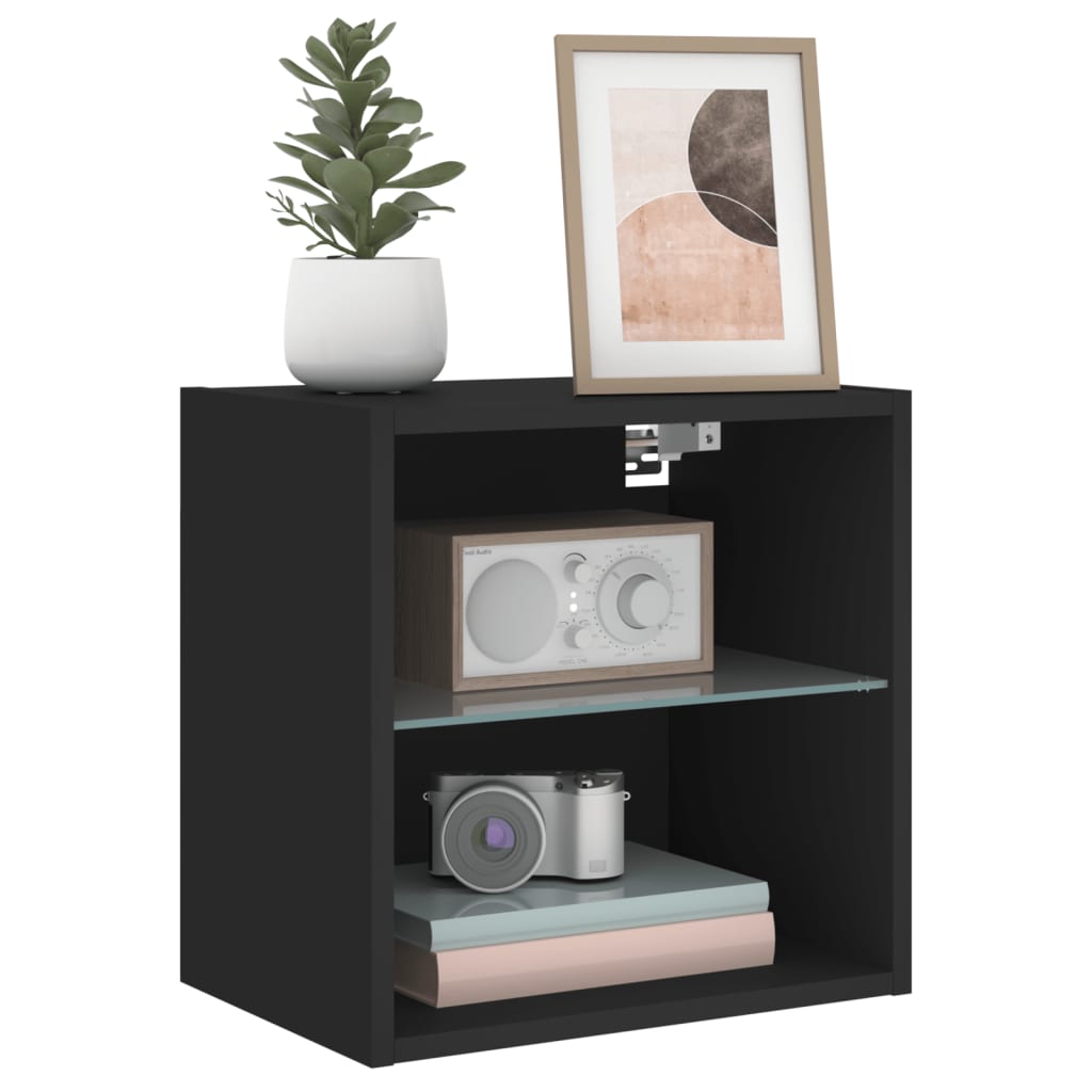 Table de chevet murale avec lumières LED noir - XIOS
