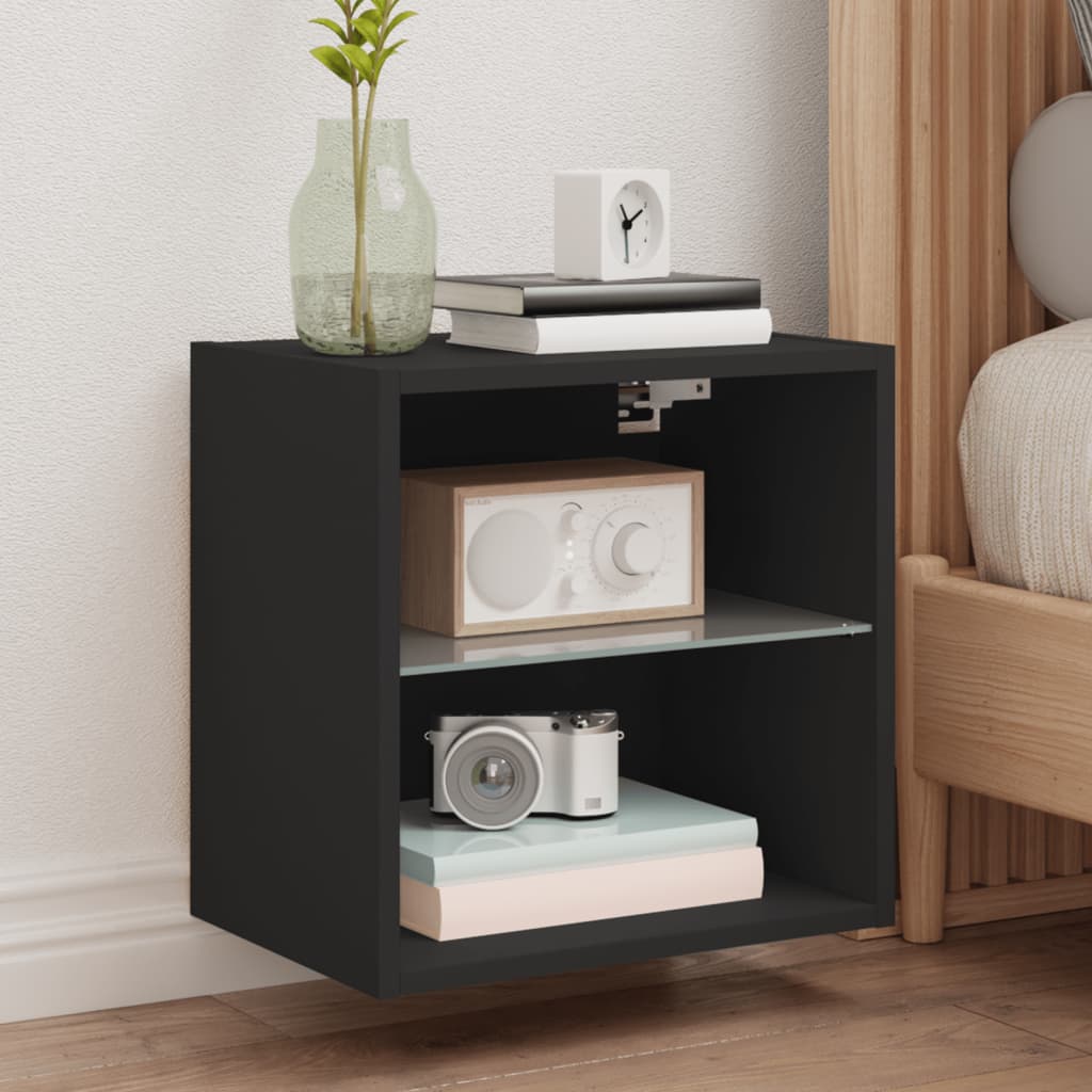 Table de chevet murale avec lumières LED noir - XIOS