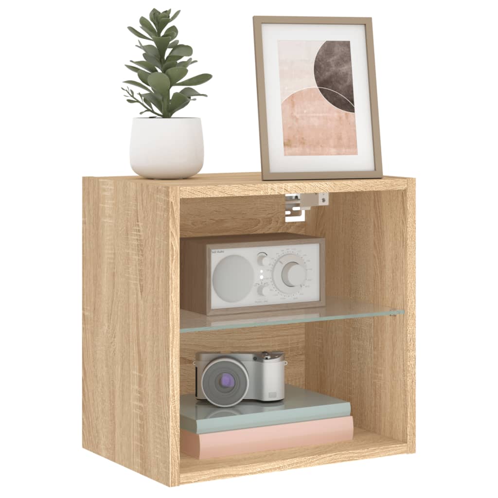 Tables de chevet murales avec lumières LED 2 pcs chêne sonoma - XIOS