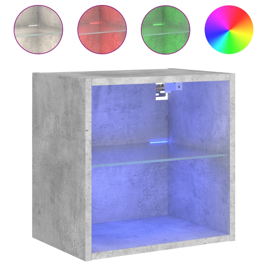 Table de chevet murale avec lumières LED gris béton - XIOS