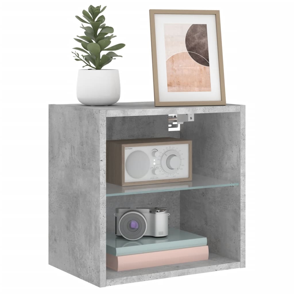 Table de chevet murale avec lumières LED gris béton - XIOS