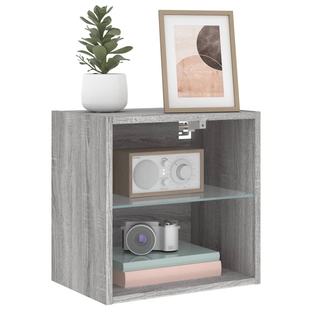 Table de chevet murale avec lumières LED sonoma gris - XIOS
