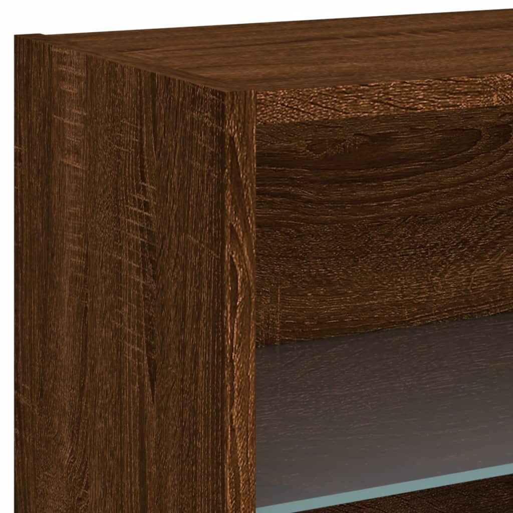 Tables de chevet murales avec lumières LED 2 pcs chêne marron - XIOS