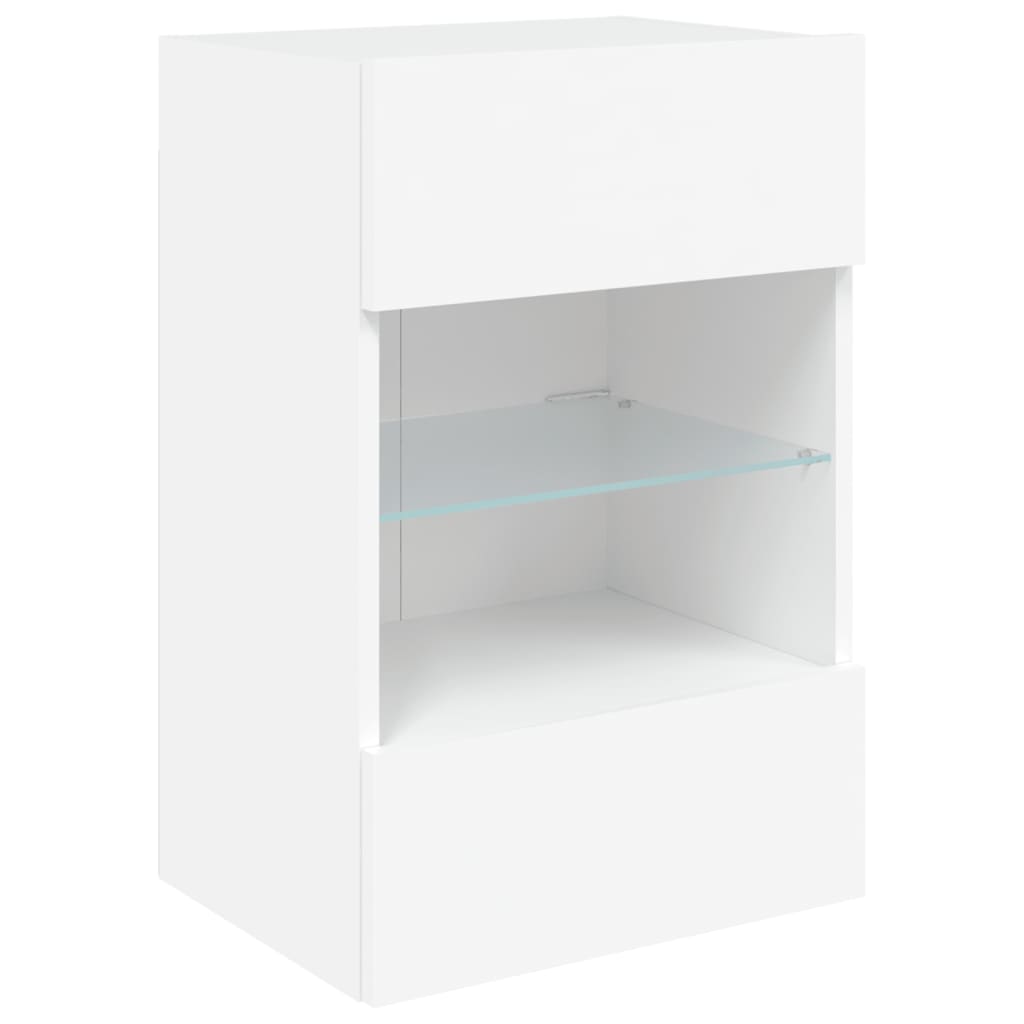 Meuble TV mural avec lumières LED blanc 40x30x60,5 cm - XIOS