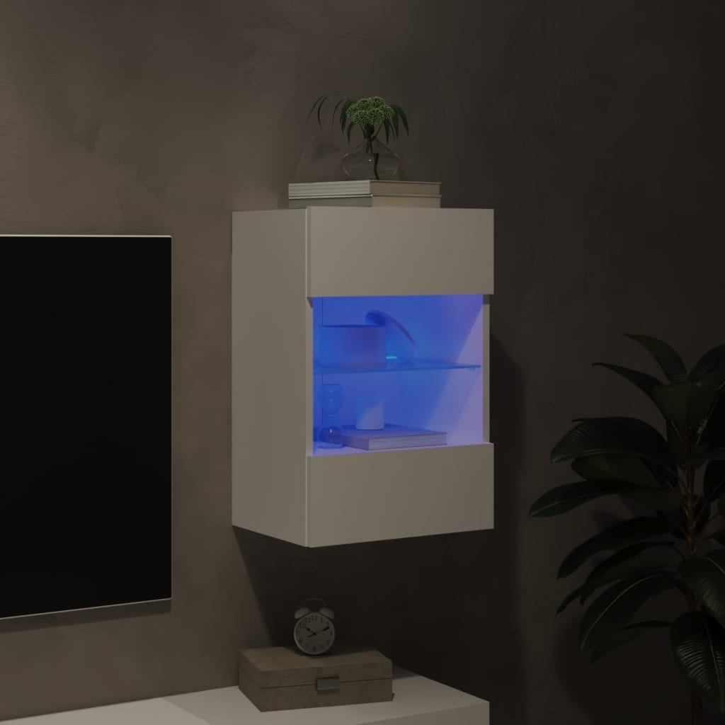 Meuble TV mural avec lumières LED blanc 40x30x60,5 cm - XIOS