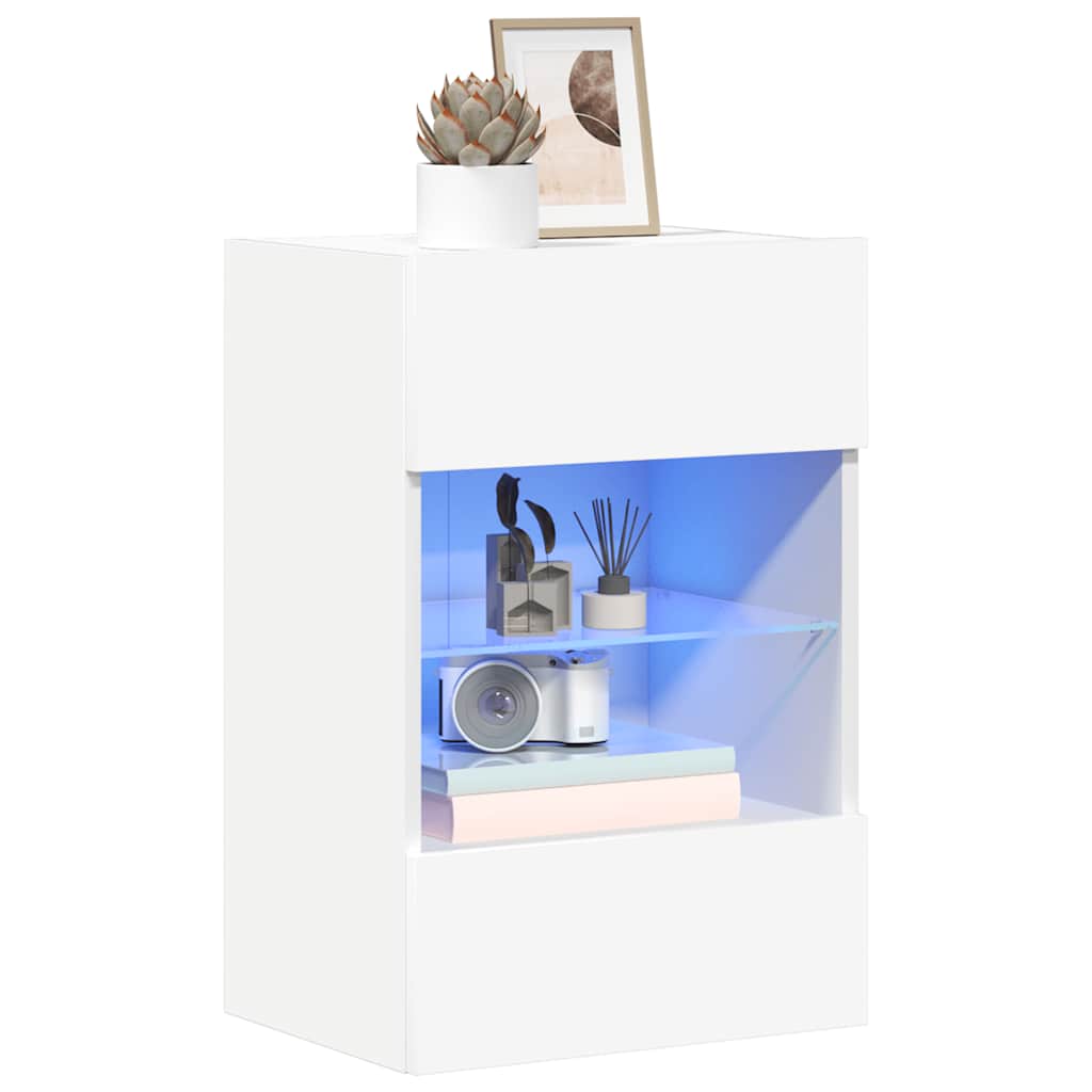 Meubles muraux avec lumières LED pour TV 2 pcs blanc 40x30x60,5 cm - XIOS