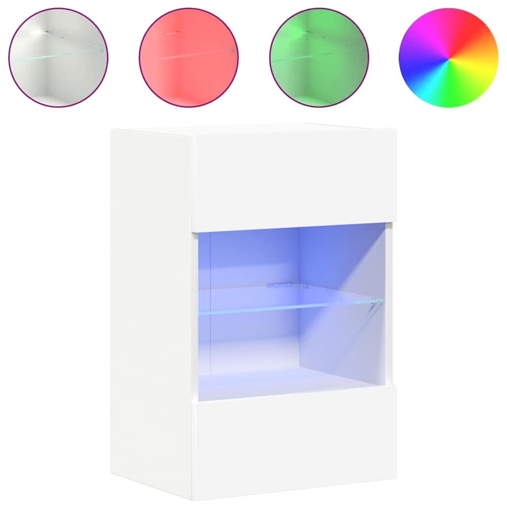 Meubles muraux avec lumières LED pour TV 2 pcs blanc 40x30x60,5 cm - XIOS