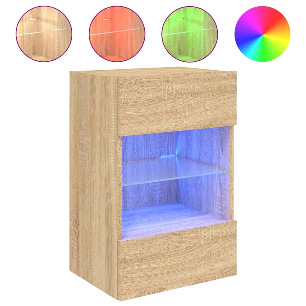 Meuble TV mural avec lumières LED chêne sonoma 40x30x60,5 cm - XIOS