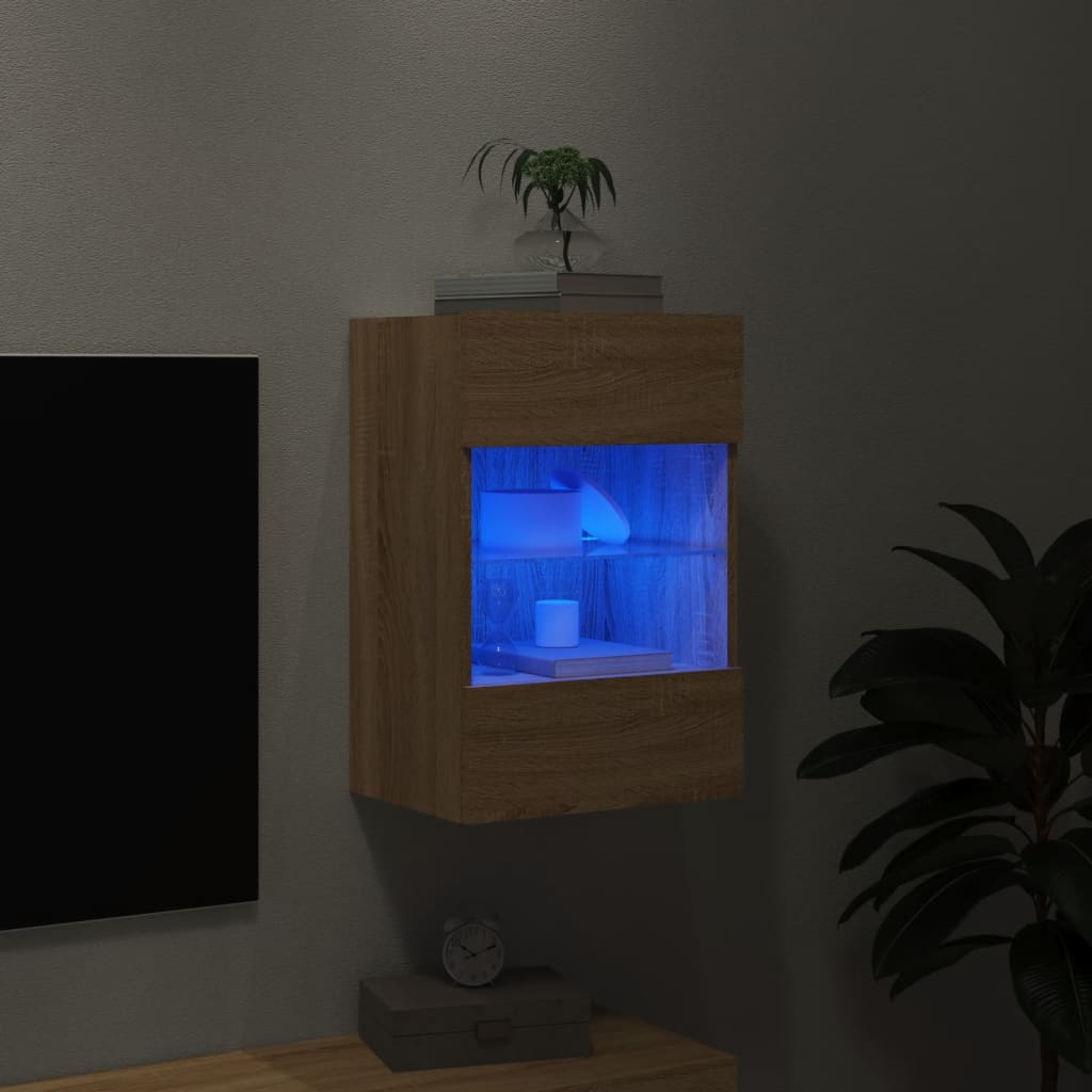 Meuble TV mural avec lumières LED chêne sonoma 40x30x60,5 cm - XIOS