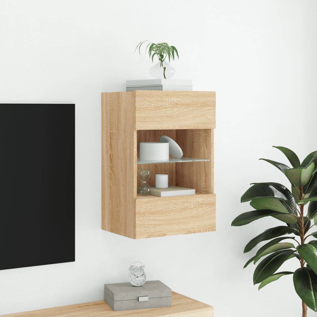 Meuble TV mural avec lumières LED chêne sonoma 40x30x60,5 cm - XIOS