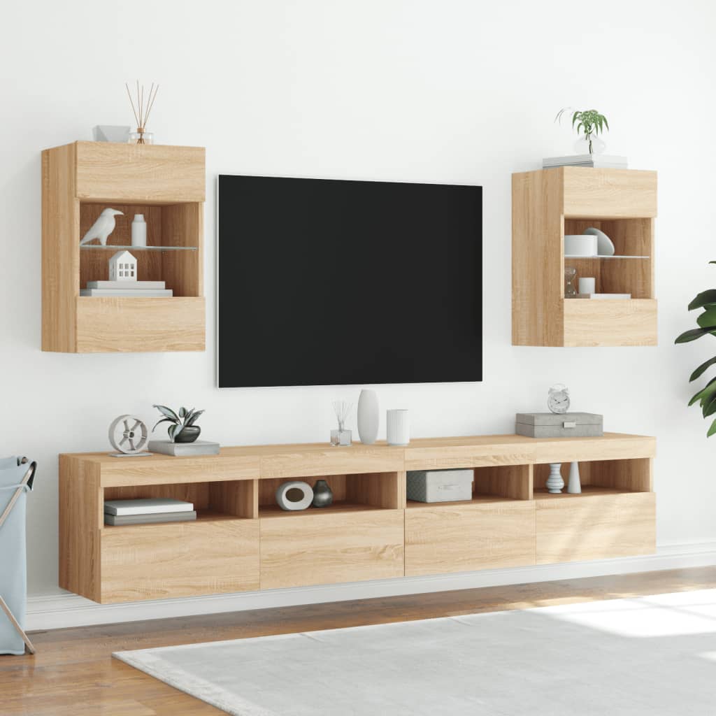 Meuble TV mural avec lumières LED chêne sonoma 40x30x60,5 cm - XIOS
