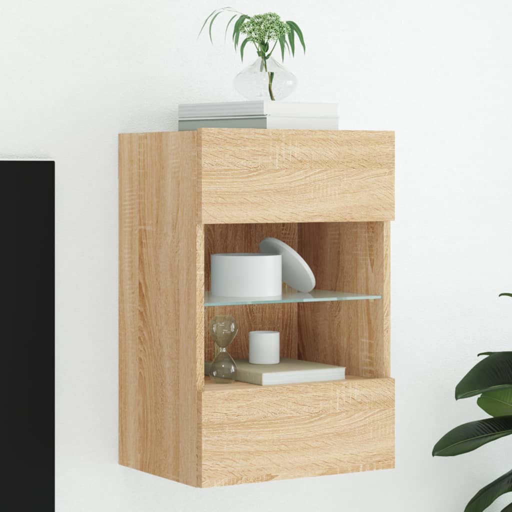 Meuble TV mural avec lumières LED chêne sonoma 40x30x60,5 cm - XIOS