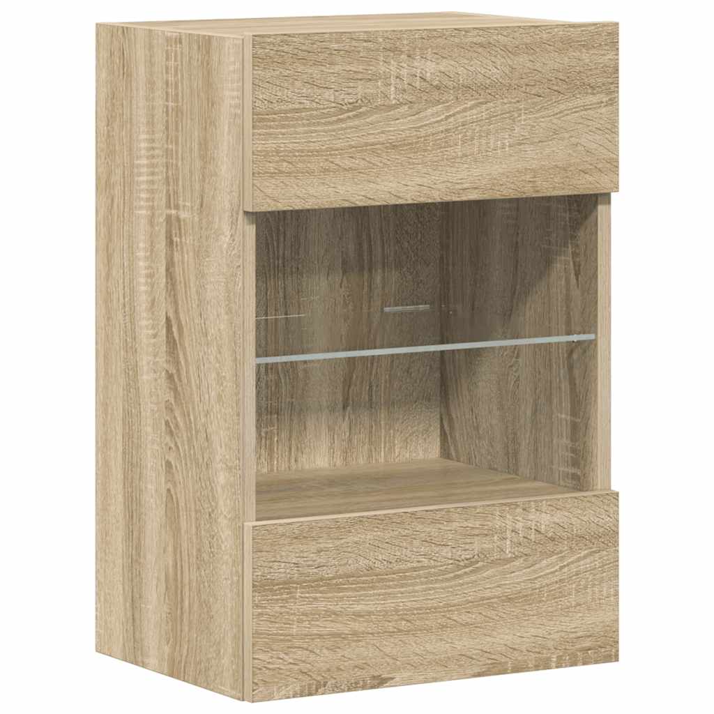 Meubles muraux avec lumières LED pour TV 2 pcs chêne sonoma 40x30x60,5 cm - XIOS