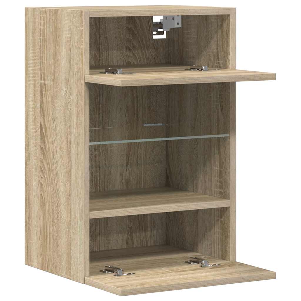 Meubles muraux avec lumières LED pour TV 2 pcs chêne sonoma 40x30x60,5 cm - XIOS