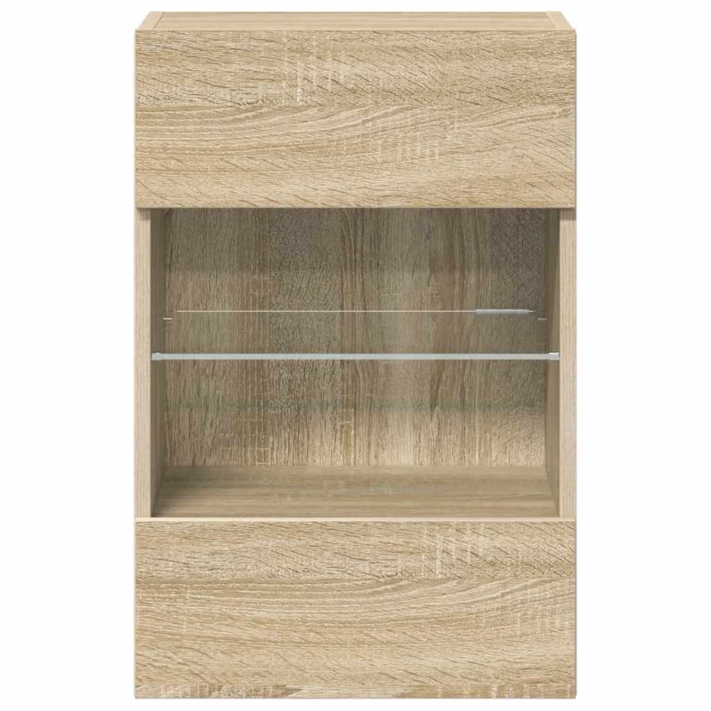 Meubles muraux avec lumières LED pour TV 2 pcs chêne sonoma 40x30x60,5 cm - XIOS