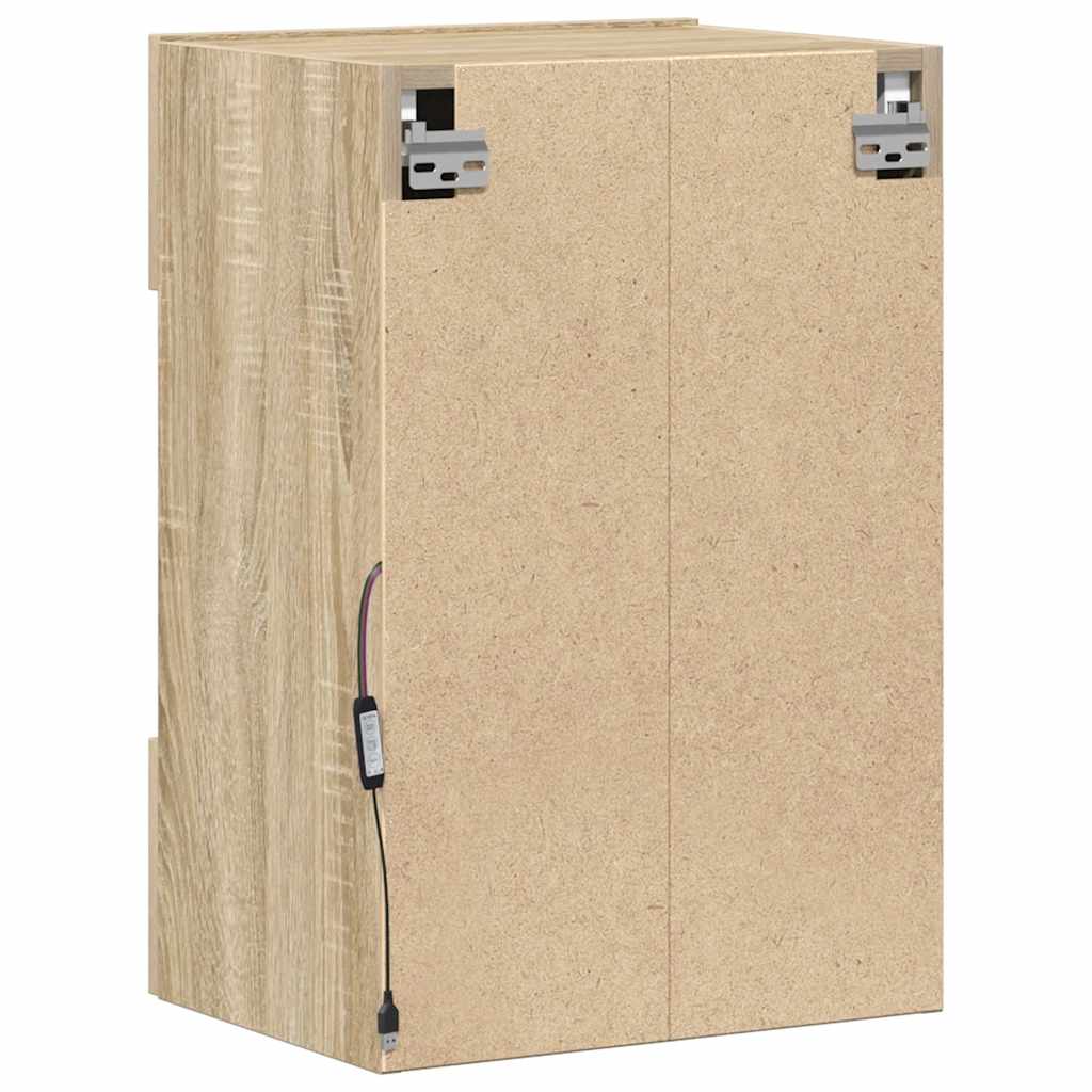 Meubles muraux avec lumières LED pour TV 2 pcs chêne sonoma 40x30x60,5 cm - XIOS