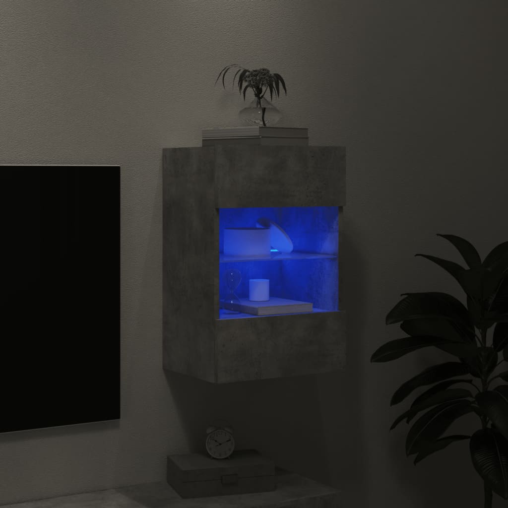 Meuble TV mural avec lumières LED gris béton 40x30x60,5 cm - XIOS