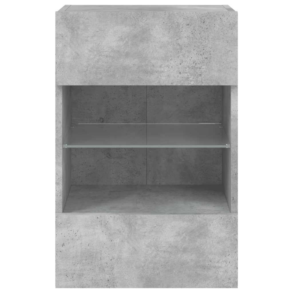Meuble TV mural avec lumières LED gris béton 40x30x60,5 cm - XIOS